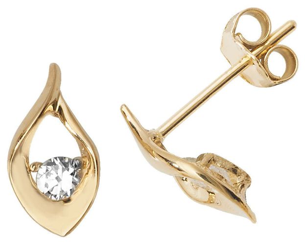 K Yellow Gold Cubic Zirconia Teardrop Shaped Jewellery - James Moore TH - Modalova