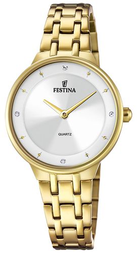 Ladies -Toned W/CZ Set & Steel Bracelet Watch - Festina - Modalova