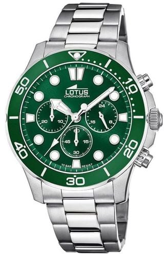 Men's Stainless Steel Bracelet | Green Chronograph Watch - Lotus - Modalova