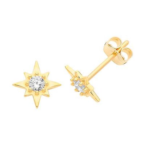 Ct Yellow Gold Cz Star Stud Earrings ES700 Jewellery - James Moore TH - Modalova