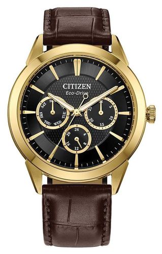 Men's Eco-Drive (40mm) Dial / Leather Watch - Citizen - Modalova