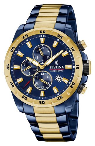 Men's Chronograph Dual Tone Stainless Steel Bracelet Watch - Festina - Modalova