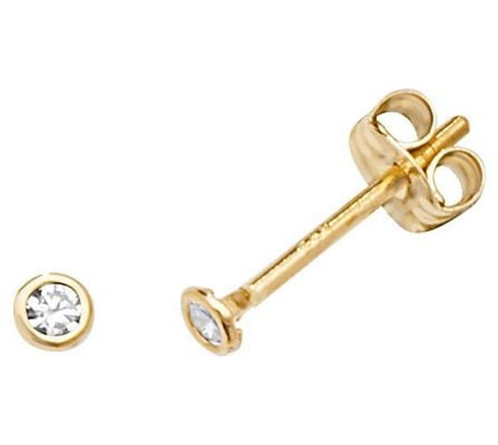 K Yellow Gold Cubic Zirconia Stud Earrings Jewellery - James Moore TH - Modalova