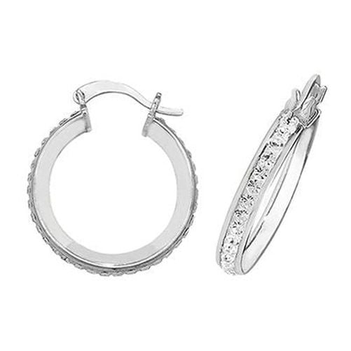 SILVER 15MM CRYSTAL HOOP EARRINGS G51016 Jewellery - James Moore TH - Modalova