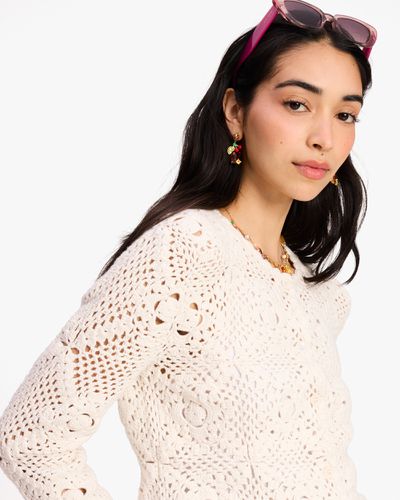 Crochet Crewneck Cardigan - Kate Spade New York - Modalova