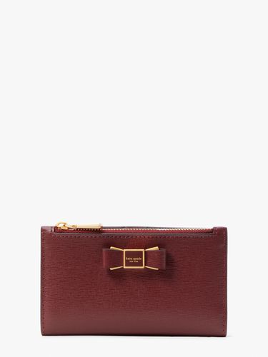 Morgan Bow Embellished Saffiano Leather Small Slim Bifold Wallet - Kate Spade New York - Modalova