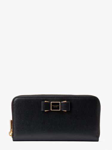 Morgan Bow Embellished Saffiano Leather Zip Around Continental Wallet - Kate Spade New York - Modalova