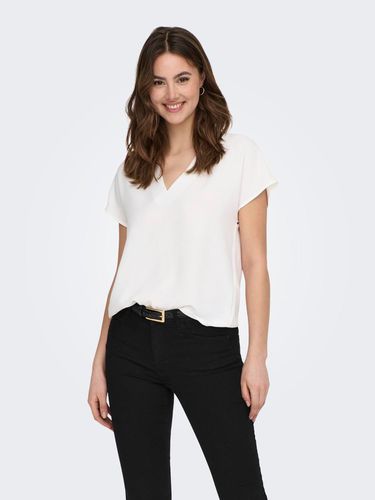 Solid Colored V-neck Top - ONLY - Modalova