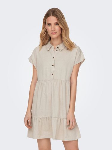 Short Sleeved Linen Dress - ONLY - Modalova