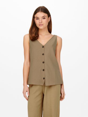 Short Sleeved Linen Button Top - ONLY - Modalova