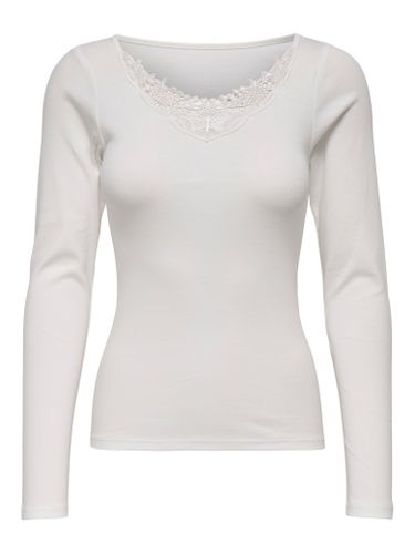 Long Sleeved Top With Lace Neck - ONLY - Modalova