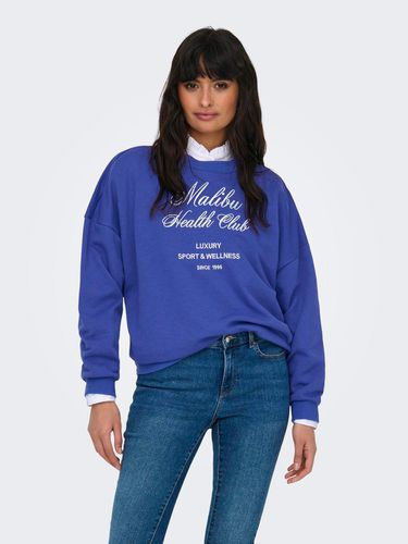 Regular Fit Round Neck Ribbed Cuffs Dropped Shoulders Sweatshirt - ONLY - Modalova