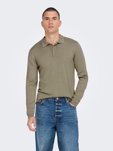 Knit Polo With Long Sleeves - ONLY & SONS - Modalova