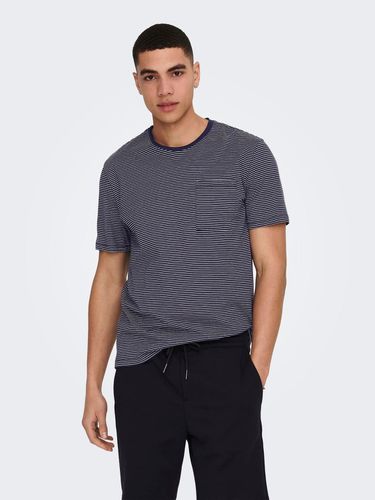 Striped O-neck T-shirt With Chest Pocket - ONLY & SONS - Modalova