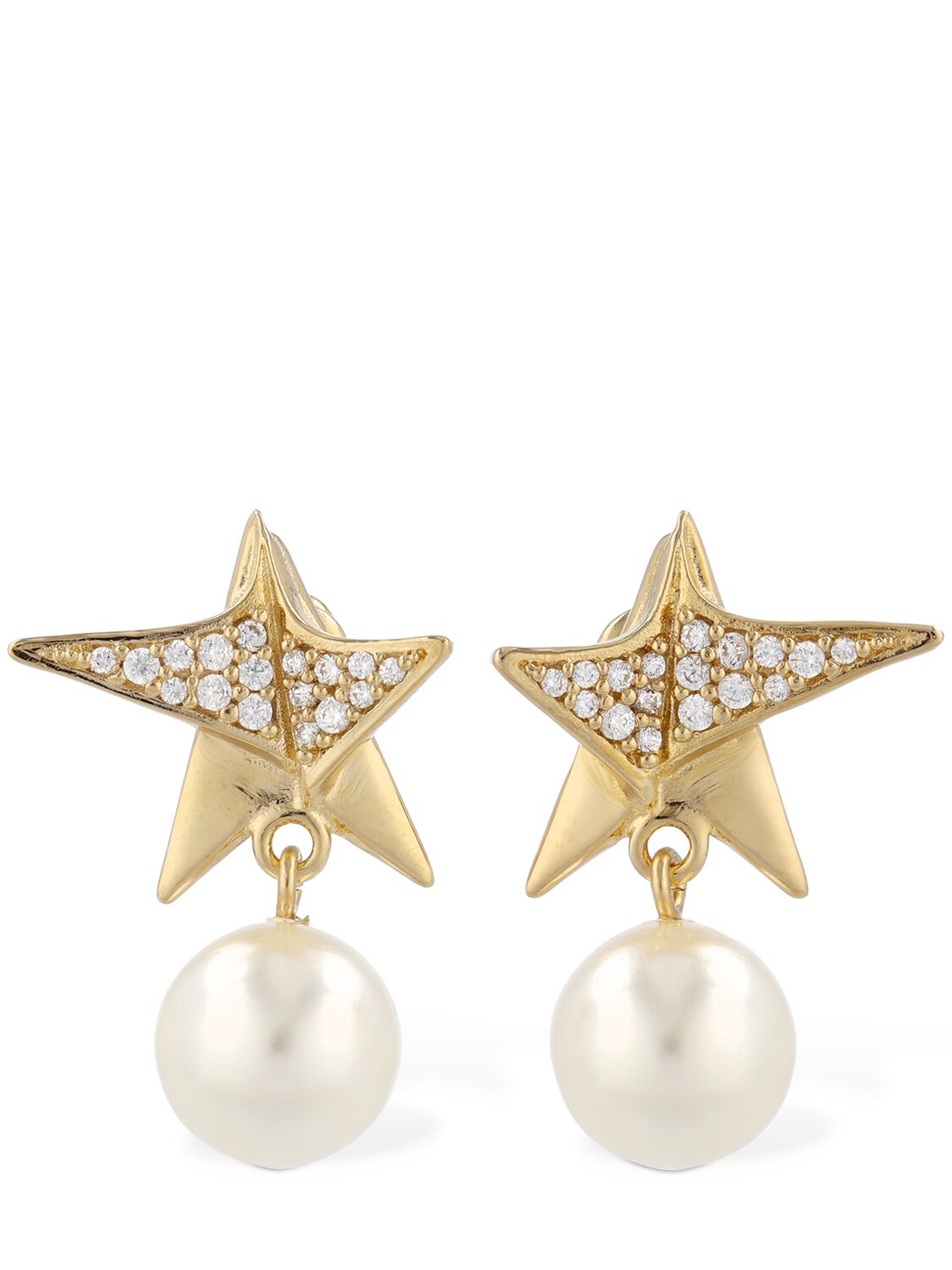 Stars Origami Faux Pearl Earrings - FERRAGAMO - Modalova