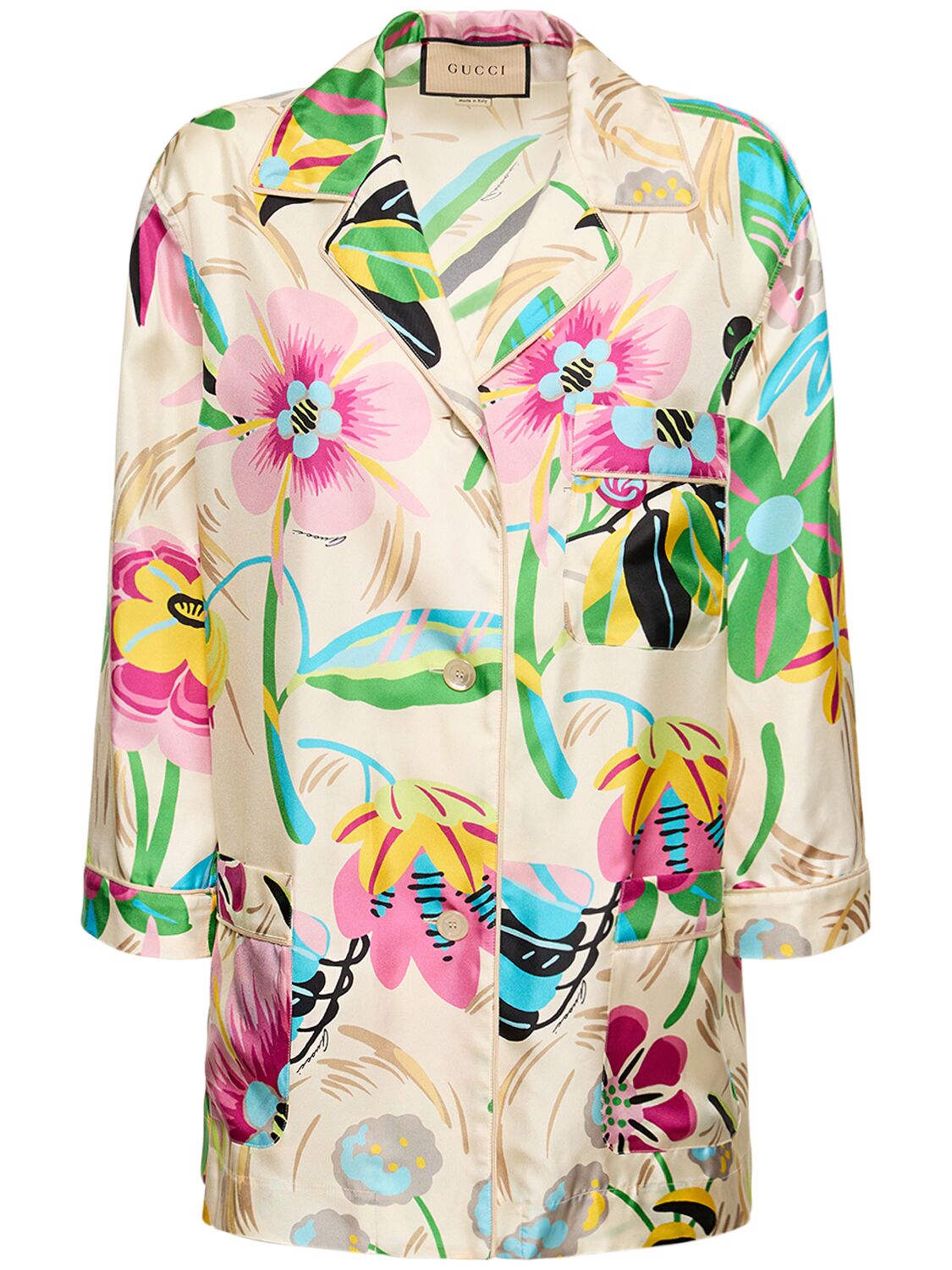 Floral Print Silk Shirt - GUCCI - Modalova
