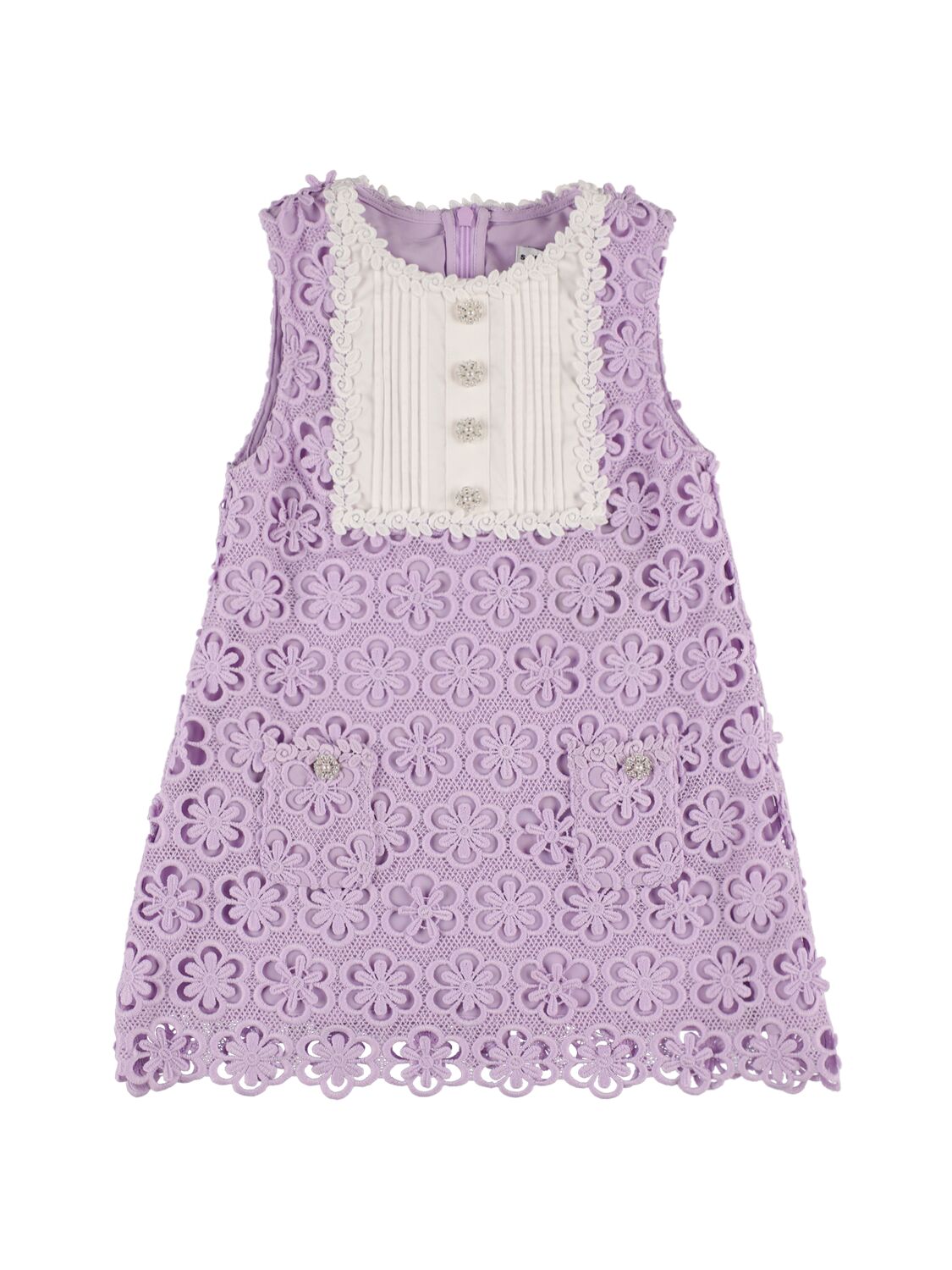 Floral Lace Dress W/ Decorative Buttons - SELF-PORTRAIT - Modalova