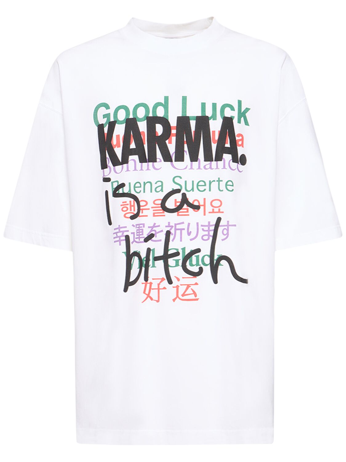 T-shirt Good Luck Karma In Cotone Con Stampa - VETEMENTS - Modalova