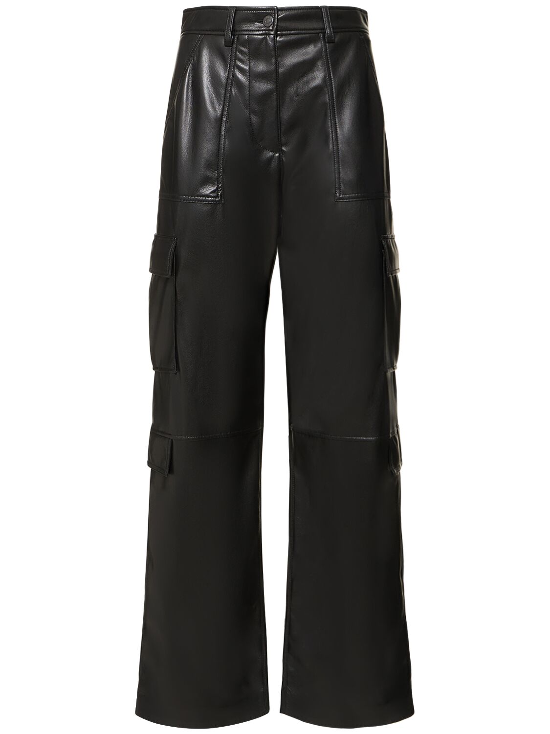 Faux Leather Wide Pants - MSGM - Modalova