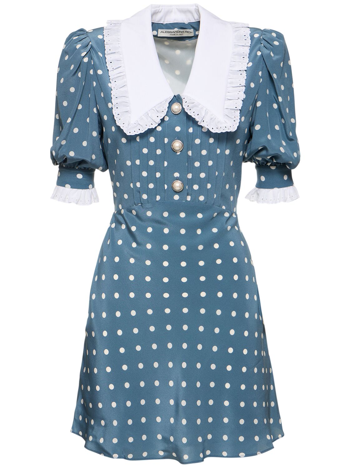 Polka Dot Silk Cady Mini Dress W/ Collar - ALESSANDRA RICH - Modalova