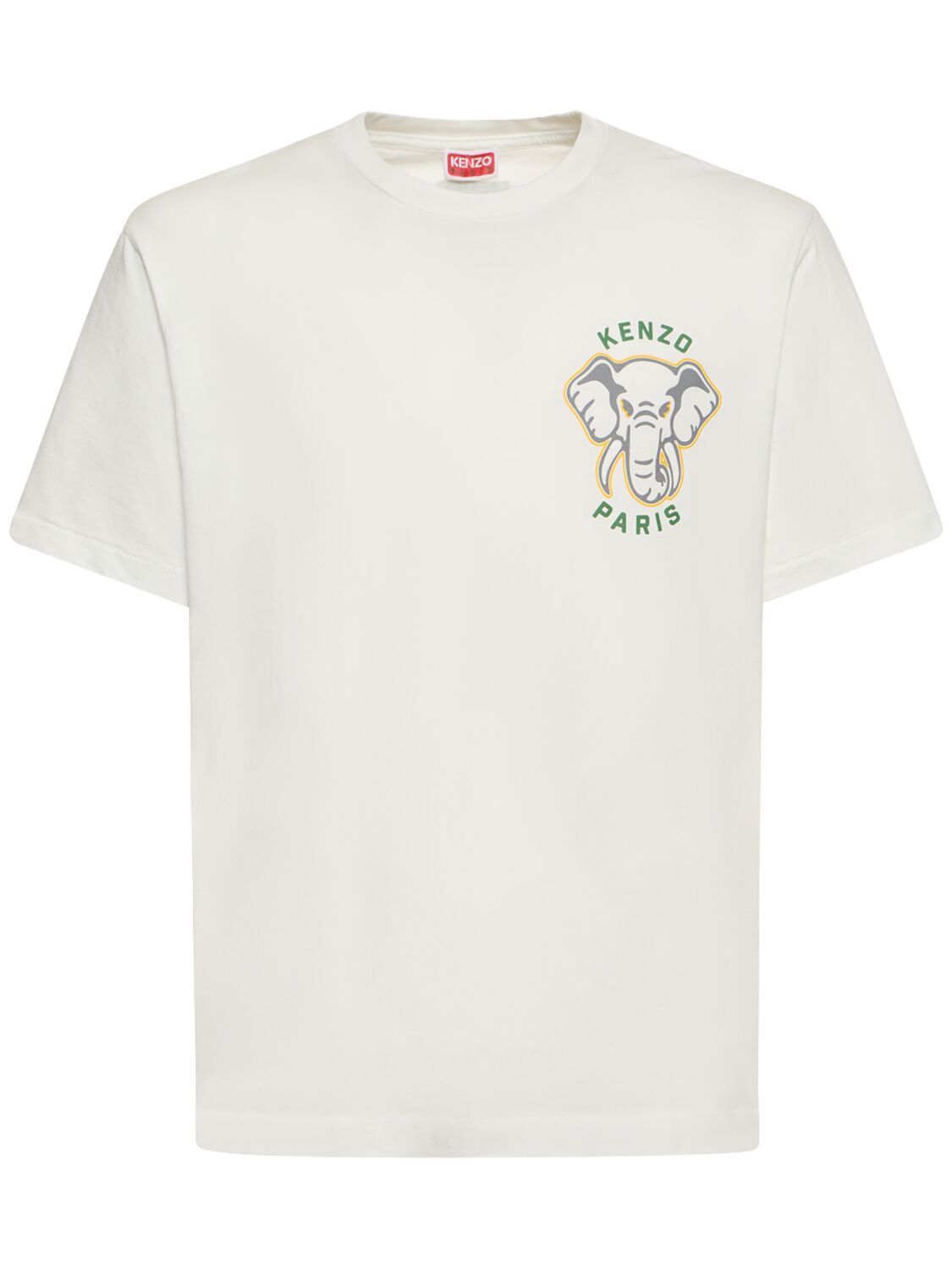 T-shirt Elephant In Jersey Di Cotone Con Stampa - KENZO PARIS - Modalova
