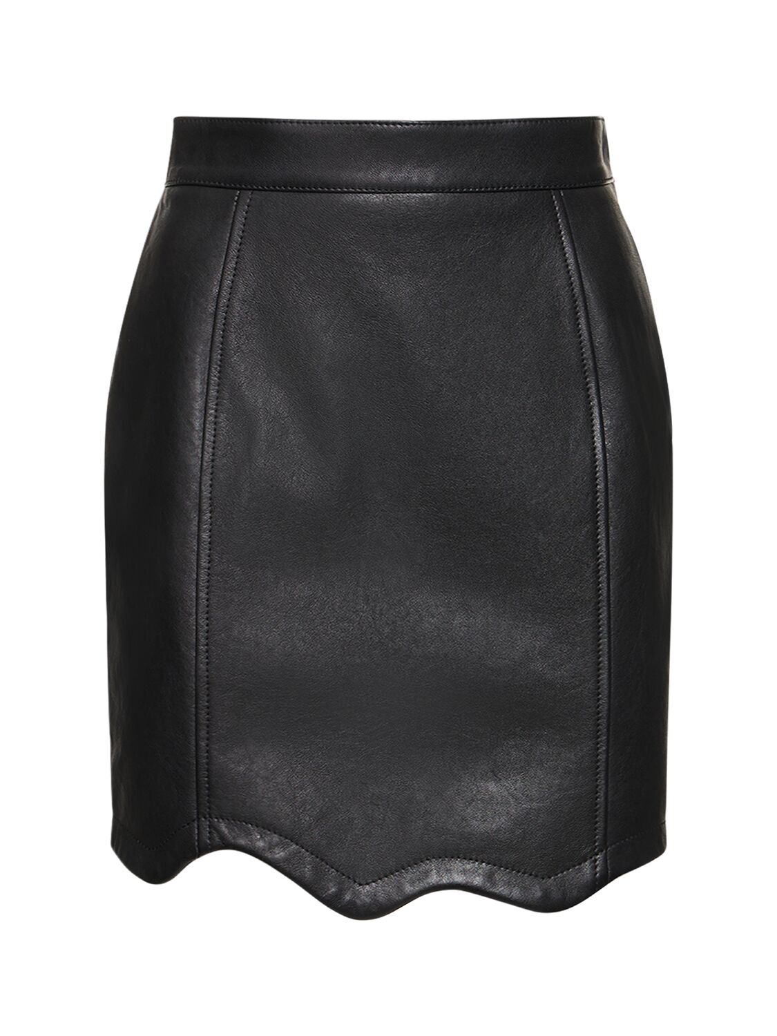 Leather Wavy High Waist Mini Skirt - MOSCHINO - Modalova