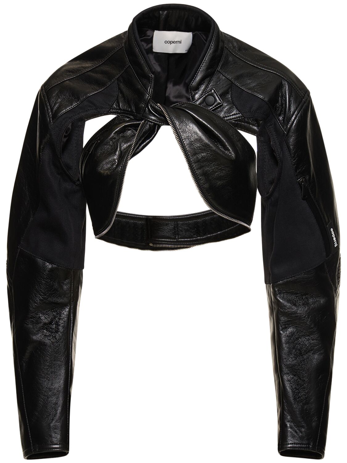 Faux Leather Cutout Cropped Biker Jacket - COPERNI - Modalova