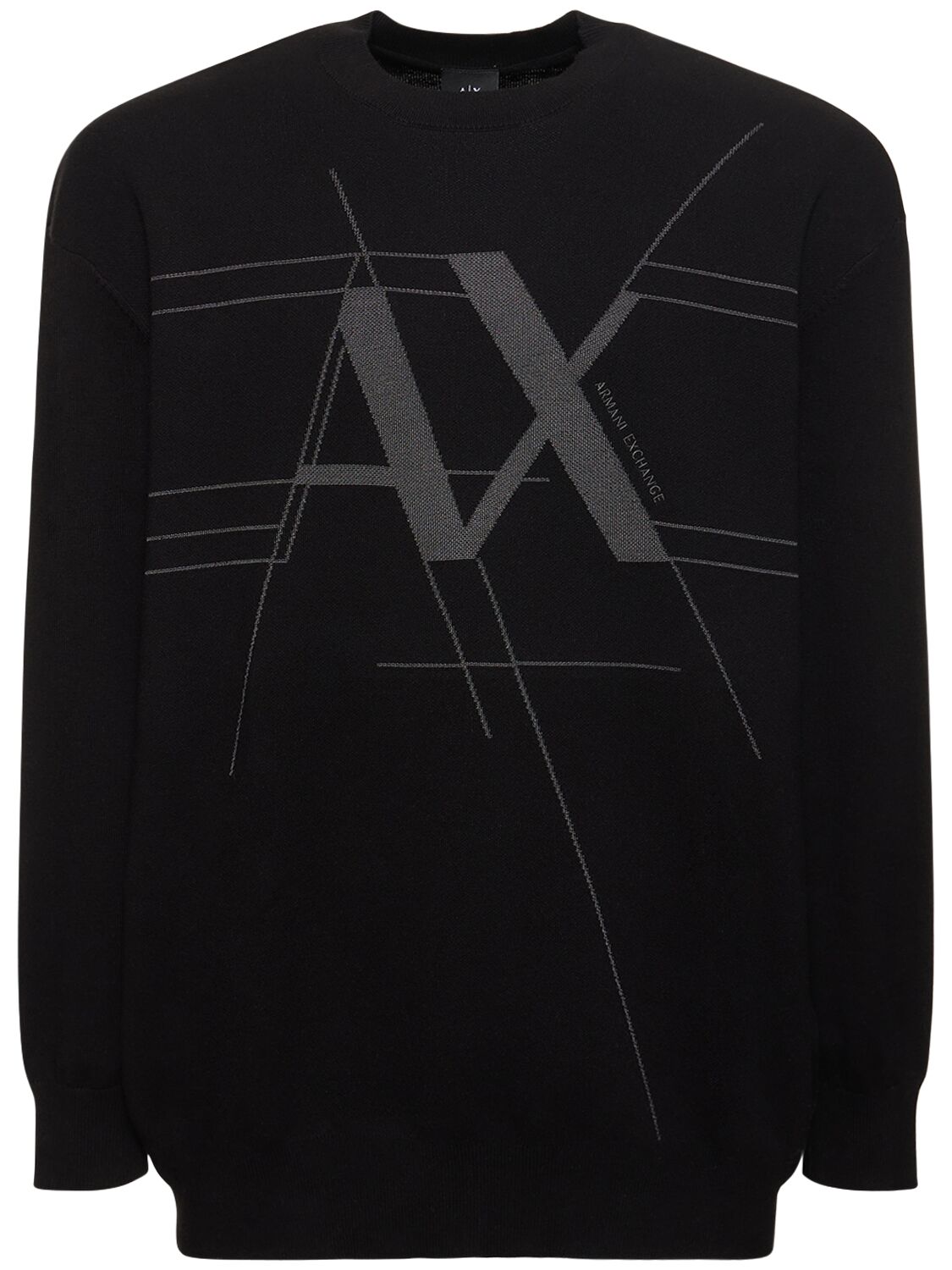 Logo Cotton Knit Crewneck Sweater - ARMANI EXCHANGE - Modalova