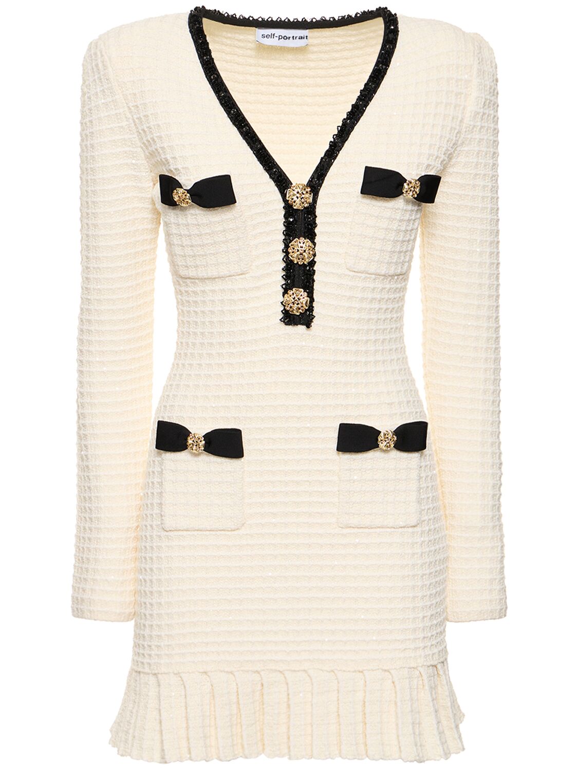 Textured Knit Mini Dress - SELF-PORTRAIT - Modalova