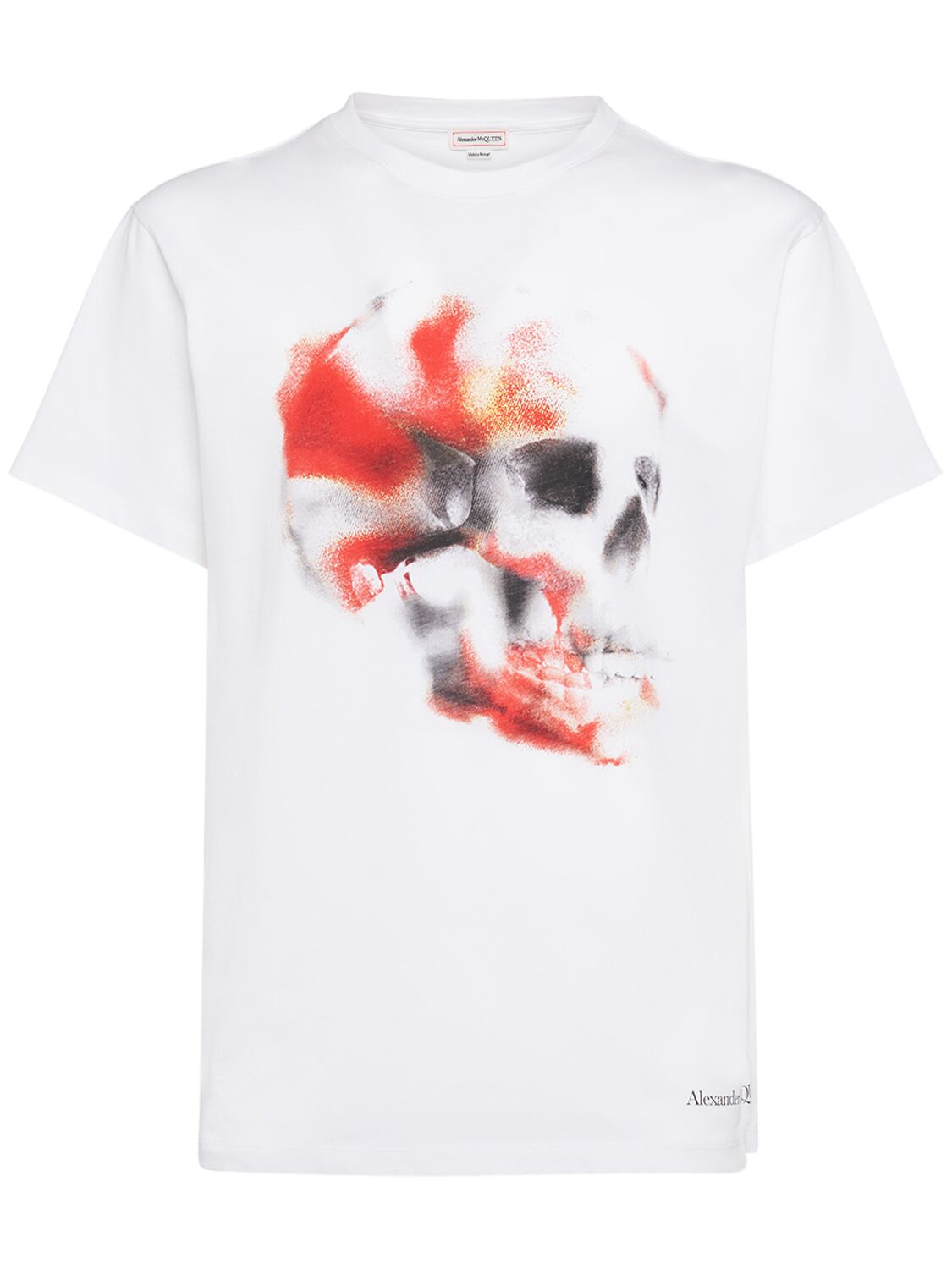 T-shirt Obscured Skull In Cotone - ALEXANDER MCQUEEN - Modalova