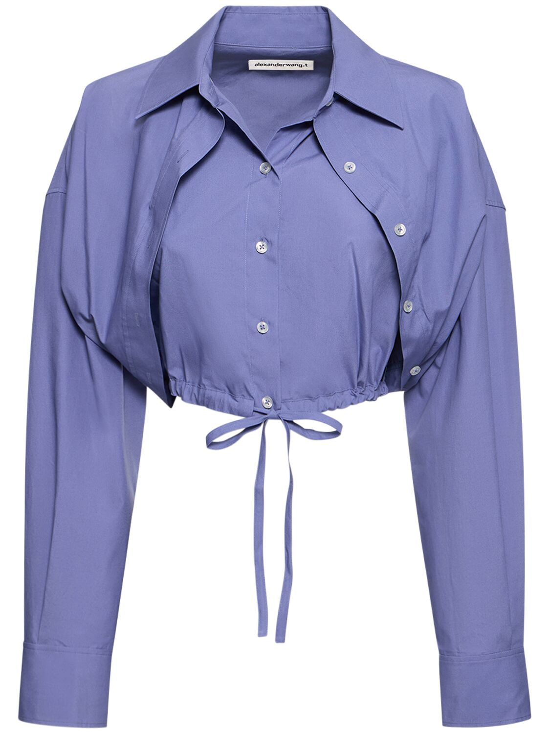 Double Layered Cotton Crop Shirt - ALEXANDER WANG - Modalova