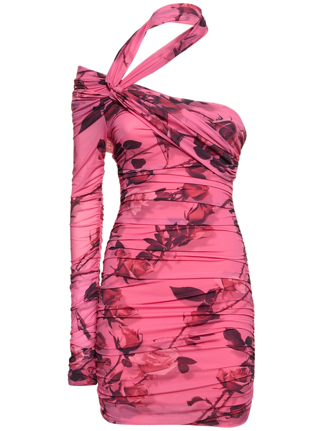 Rose Print Tech Jersey Mini Dress - BLUMARINE - Modalova