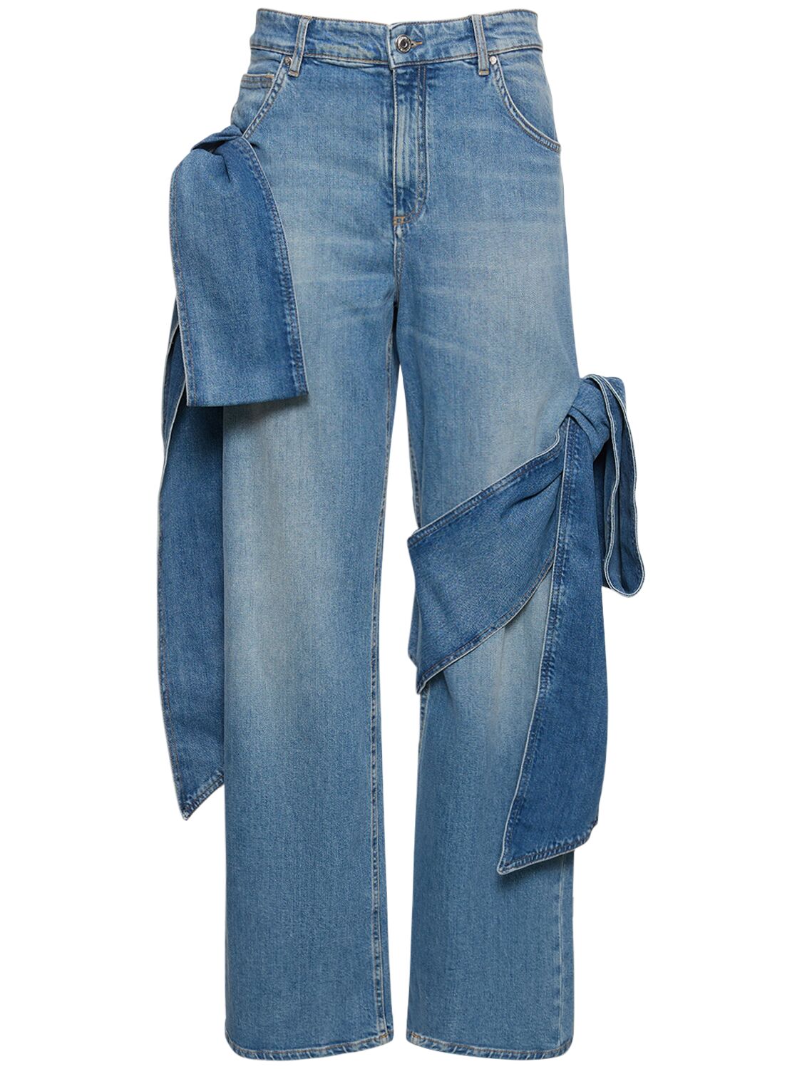 Denim Wide Jeans W/bows - BLUMARINE - Modalova