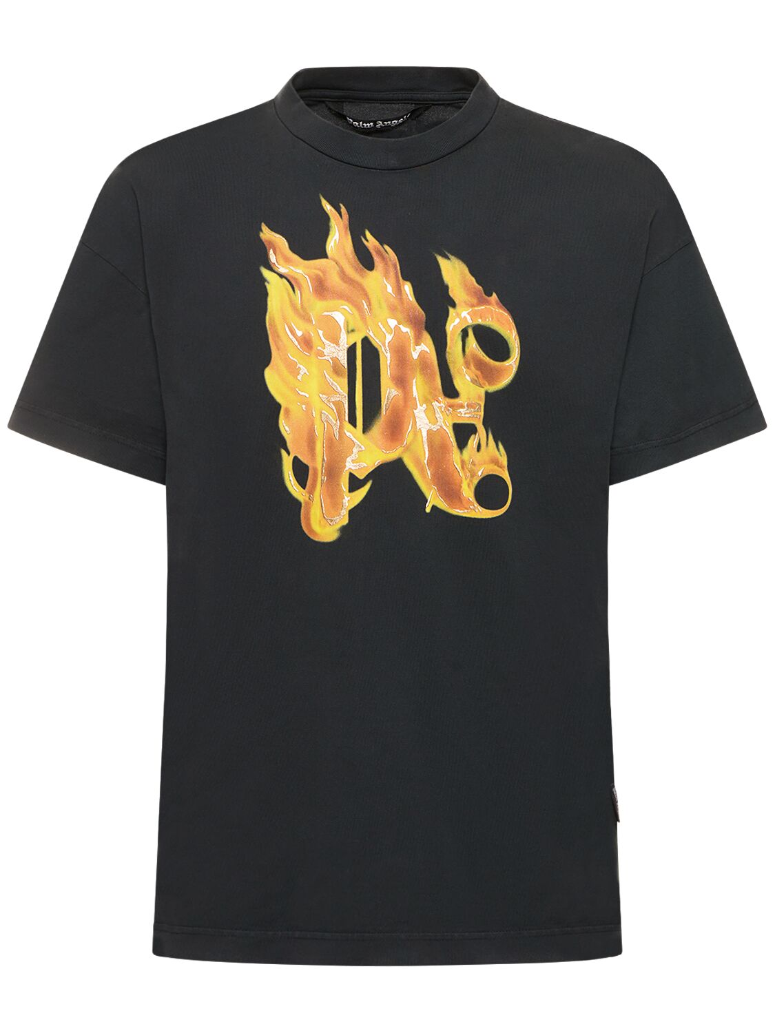 Burning Monogram Cotton T-shirt - PALM ANGELS - Modalova