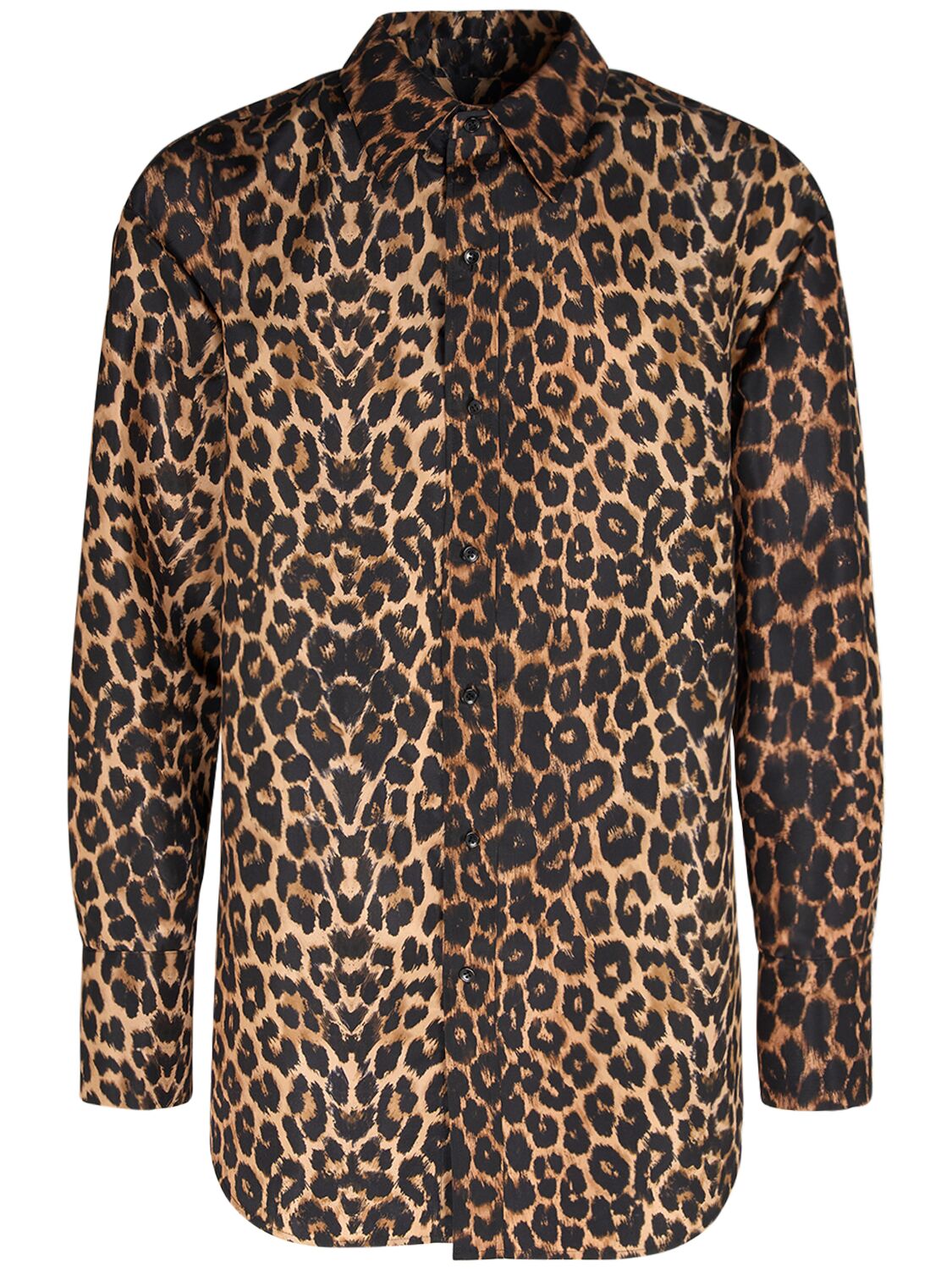 Leopard Print Silk Shirt - SAINT LAURENT - Modalova