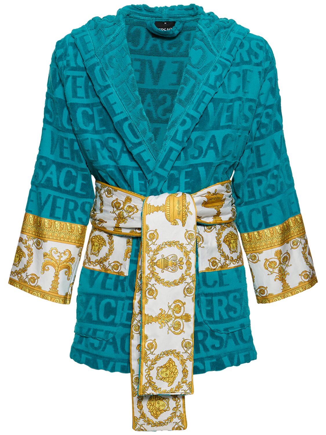 Barocco & Robe Short Cotton Robe - VERSACE - Modalova