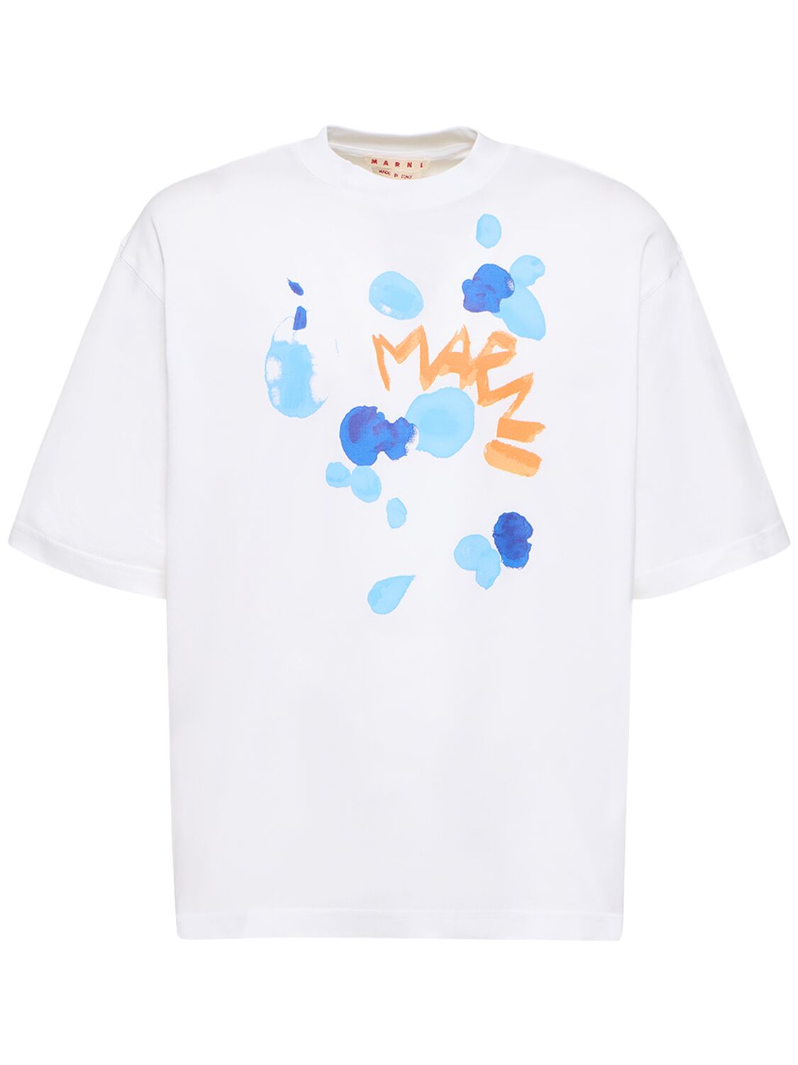 Flower Print Cotton Jersey Loose T-shirt - MARNI - Modalova