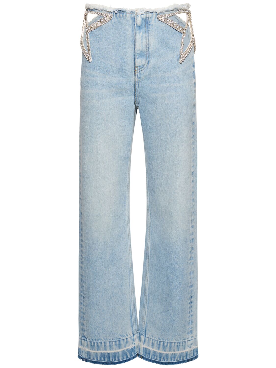 Embellished Cotton Denim Straight Jeans - STELLA MCCARTNEY - Modalova