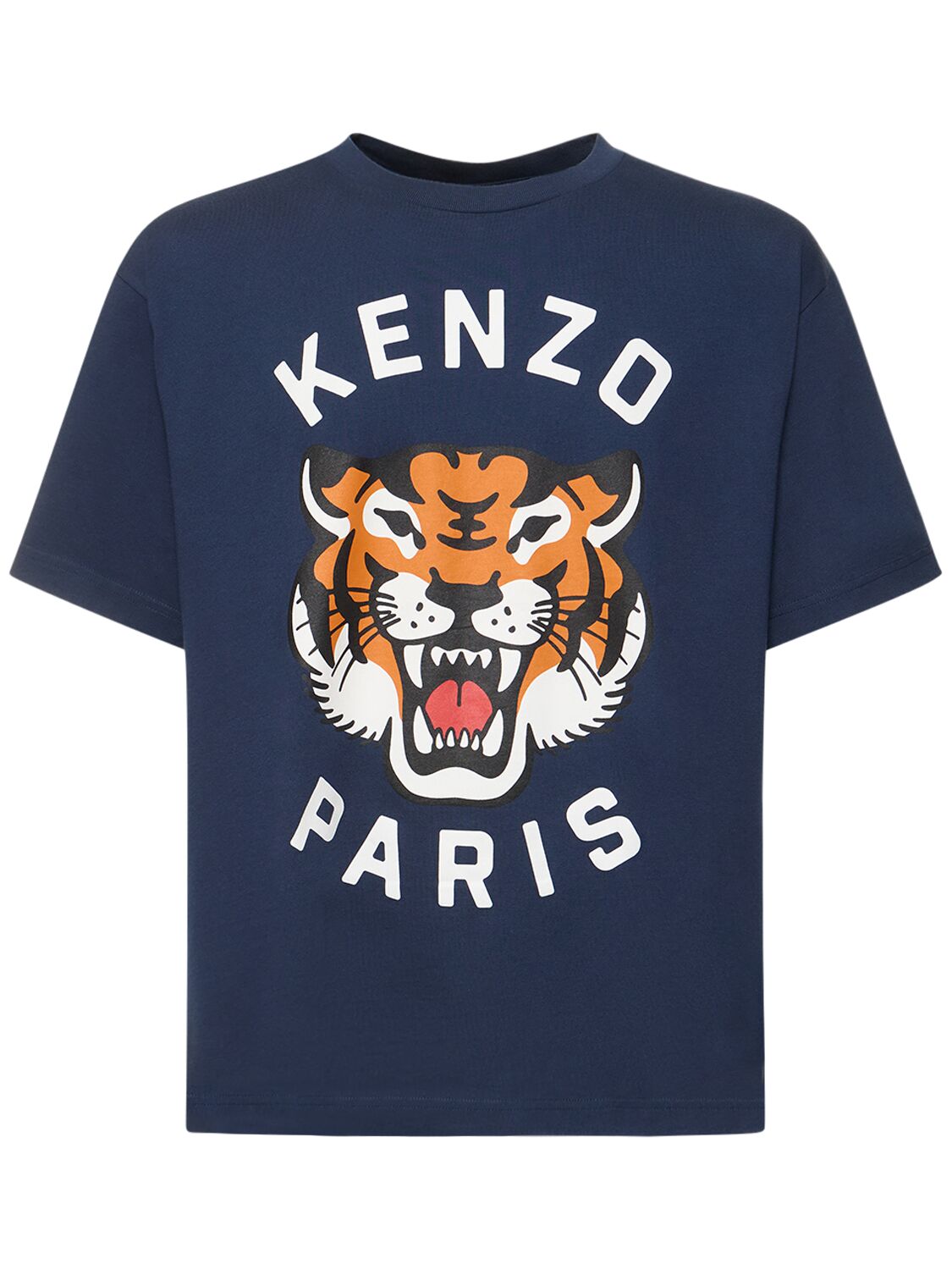 T-shirt In Jersey Di Cotone Con Stampa - KENZO PARIS - Modalova