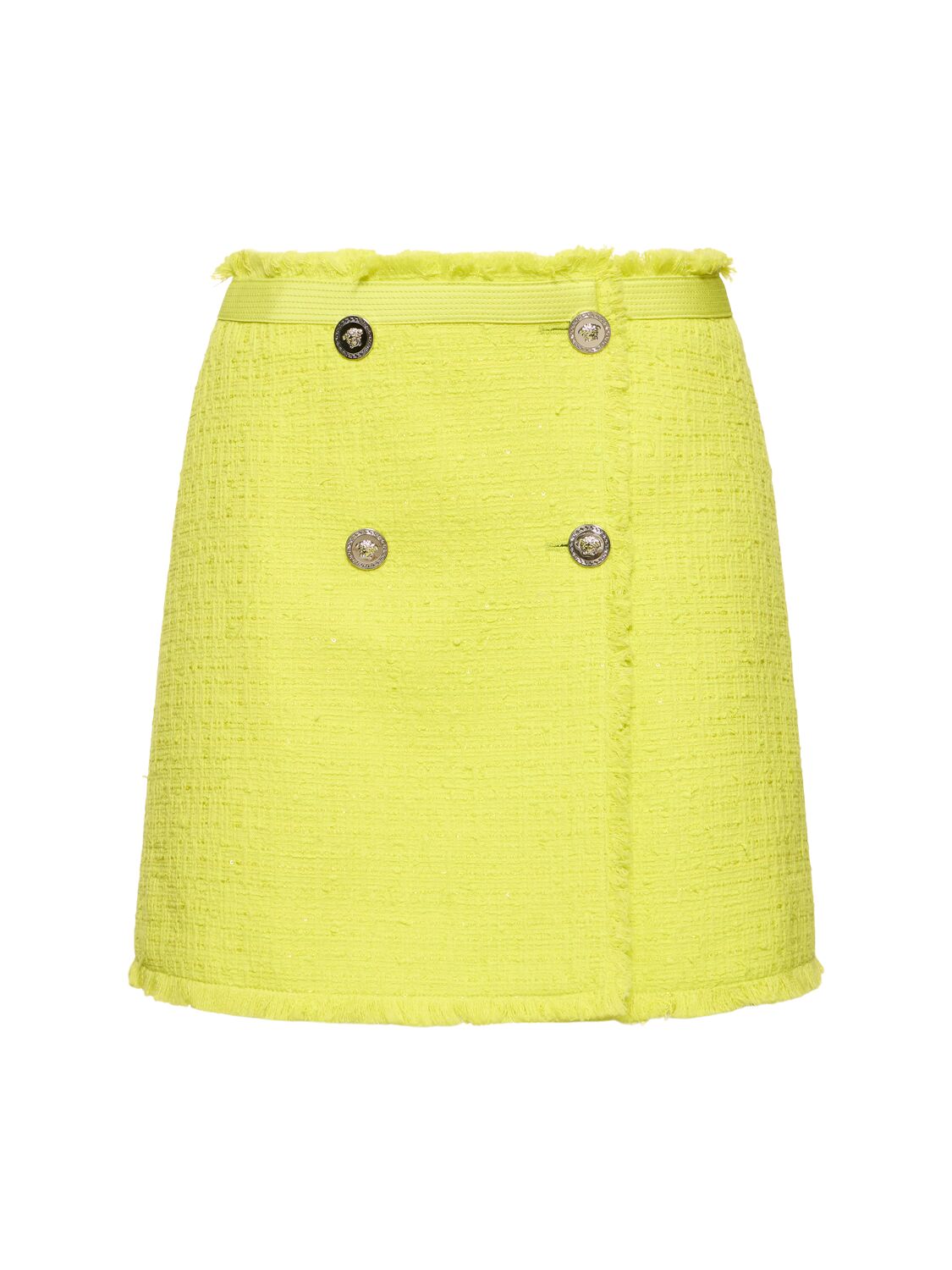 Cotton Blend Tweed Mini Wrap Skirt - VERSACE - Modalova
