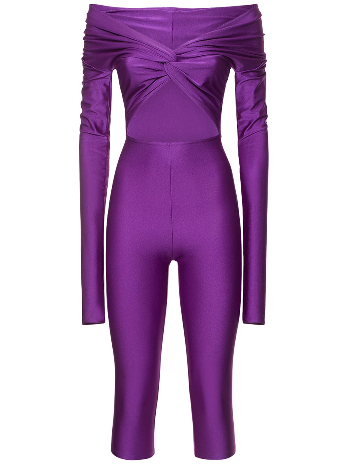 Kendall Shiny Lycra Long Sleeve Jumpsuit - THE ANDAMANE - Modalova