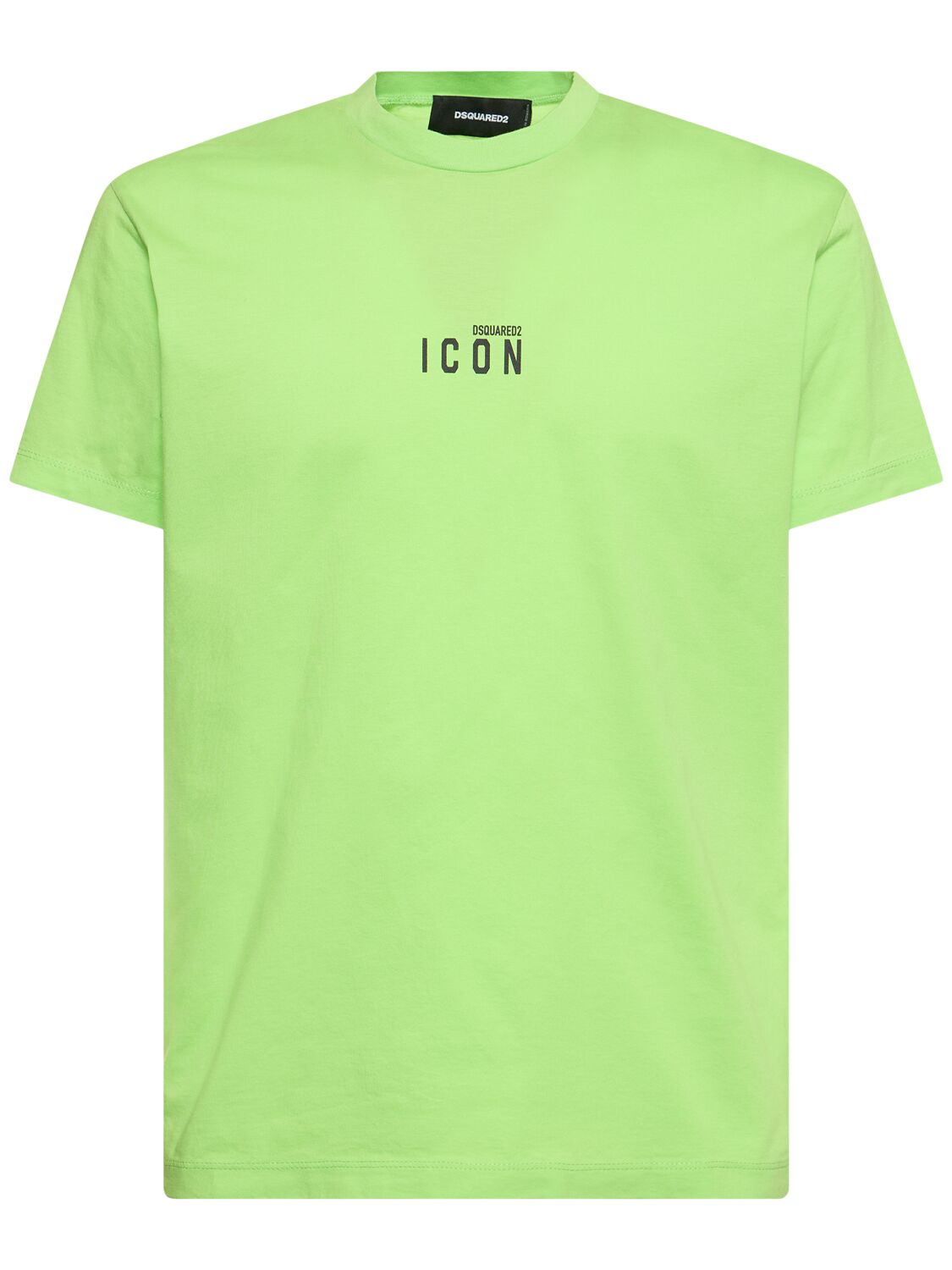 Hombre Printed Logo Cotton T-shirt Verde Ácido S - DSQUARED2 - Modalova
