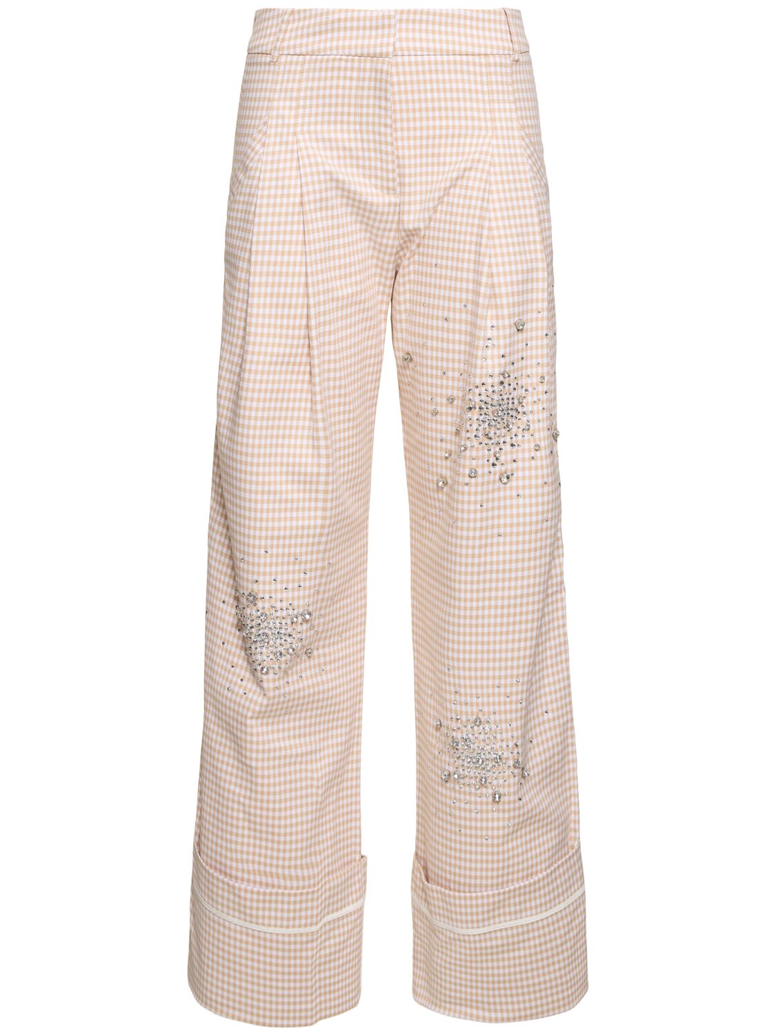 Embellished Gingham Print Oversize Pants - DES PHEMMES - Modalova