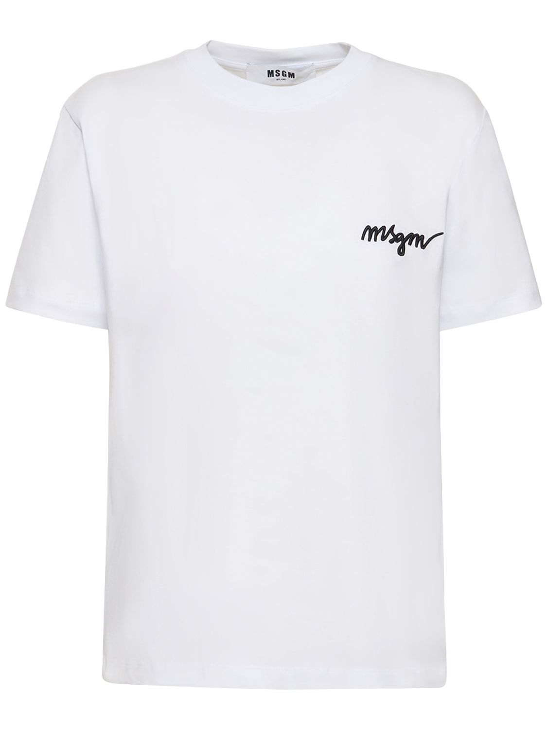 T-shirt Aus Baumwolljersey Mit Logo - MSGM - Modalova