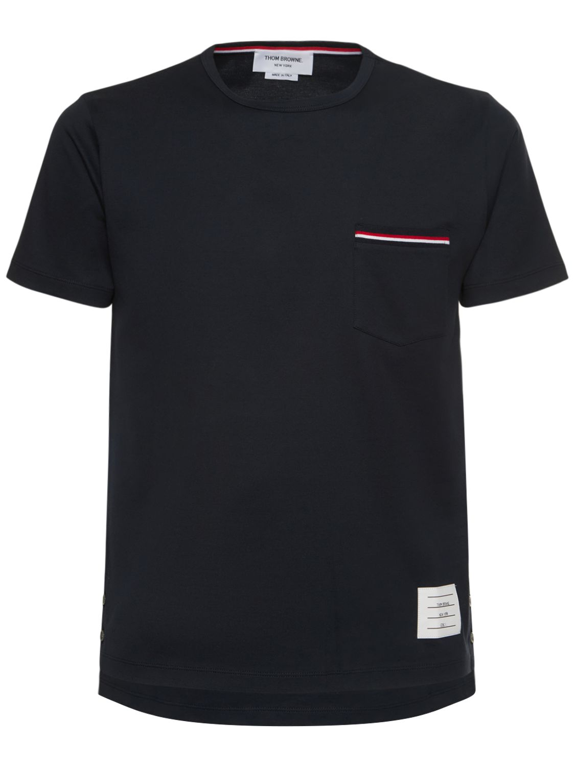 Striped Pocket Cotton T-shirt - THOM BROWNE - Modalova