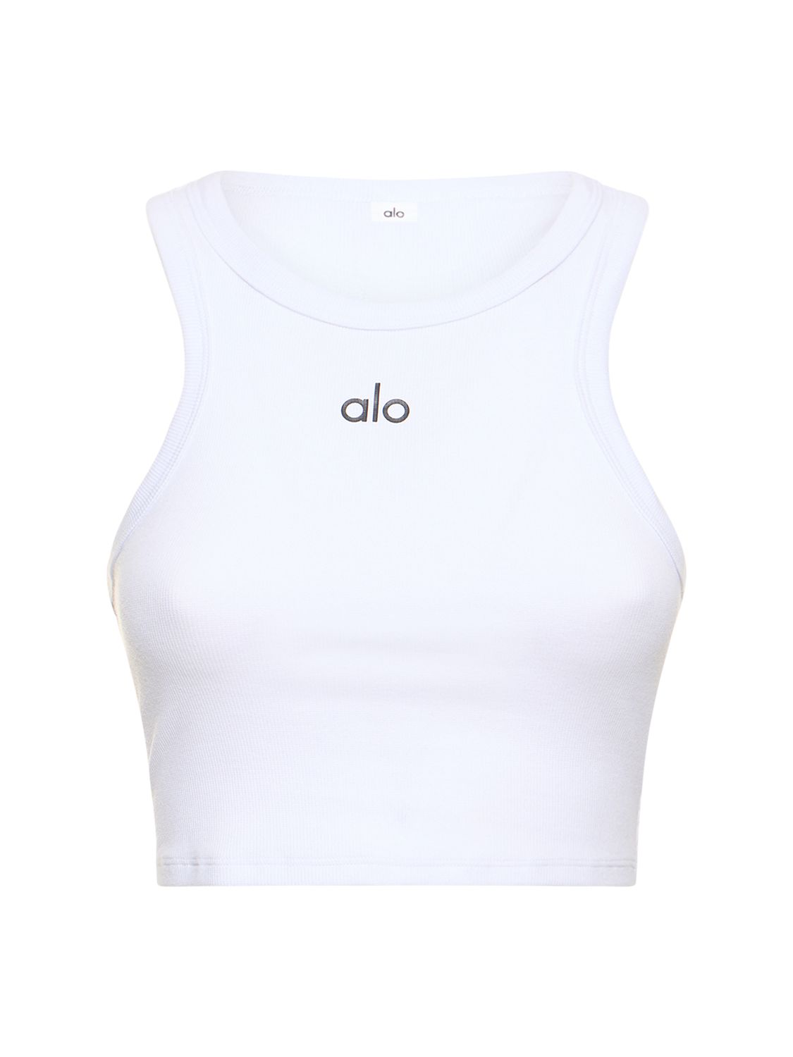 Aspire cropped cotton-blend tank top in black - Alo Yoga