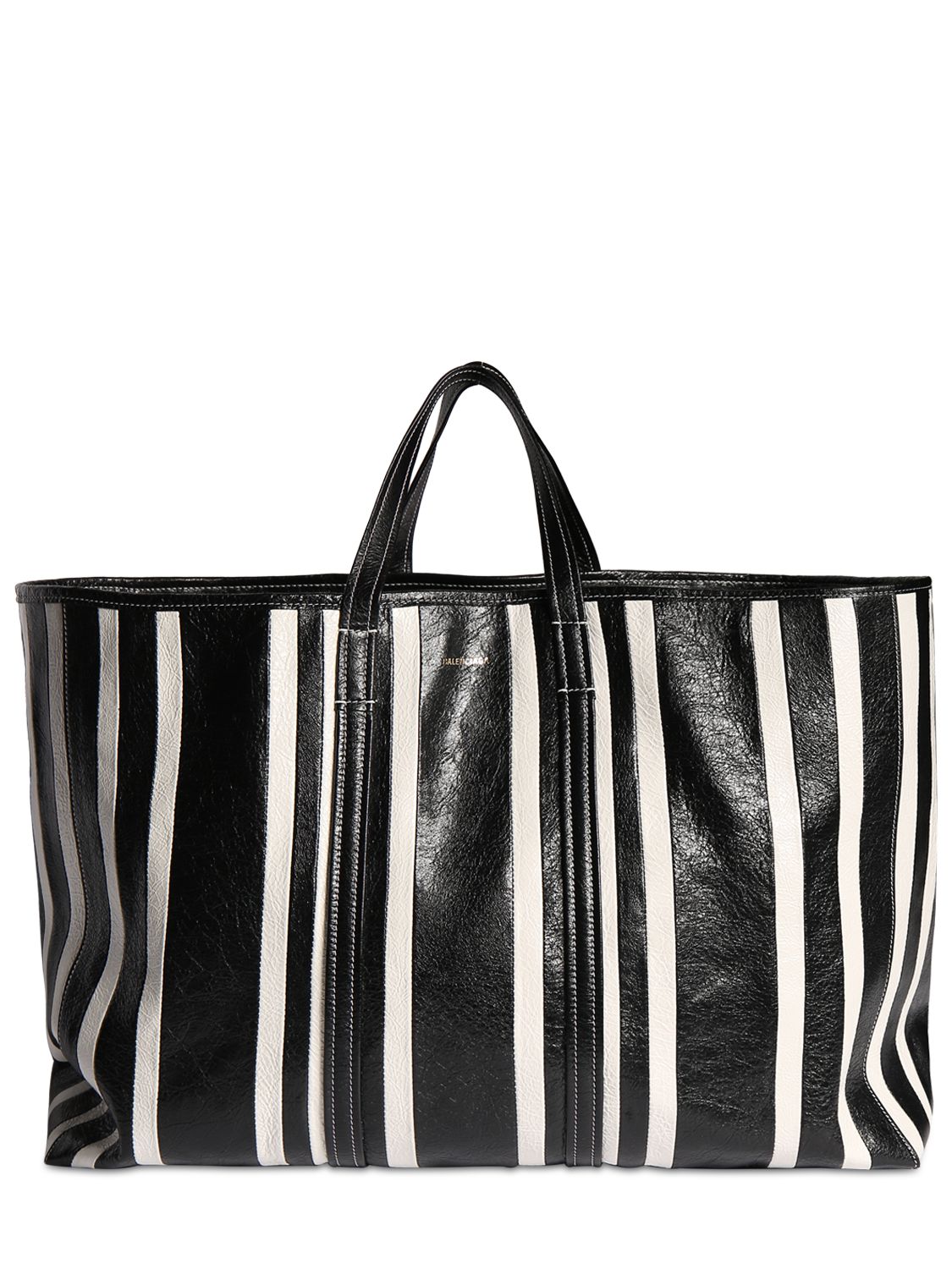 Striped Leather Tote Bag - BALENCIAGA - Modalova