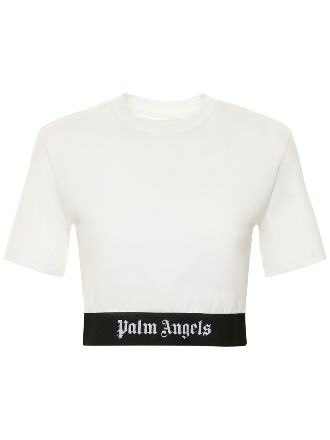 Logo Tape Cropped T-shirt - PALM ANGELS - Modalova