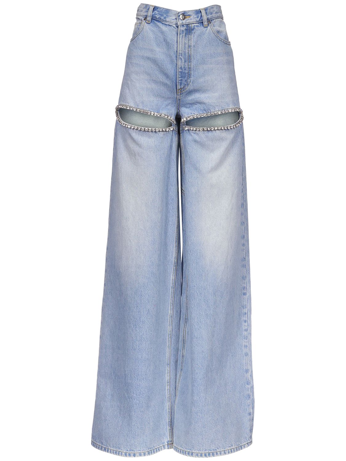 Wide Leg Embellished Denim Jeans - AREA - Modalova