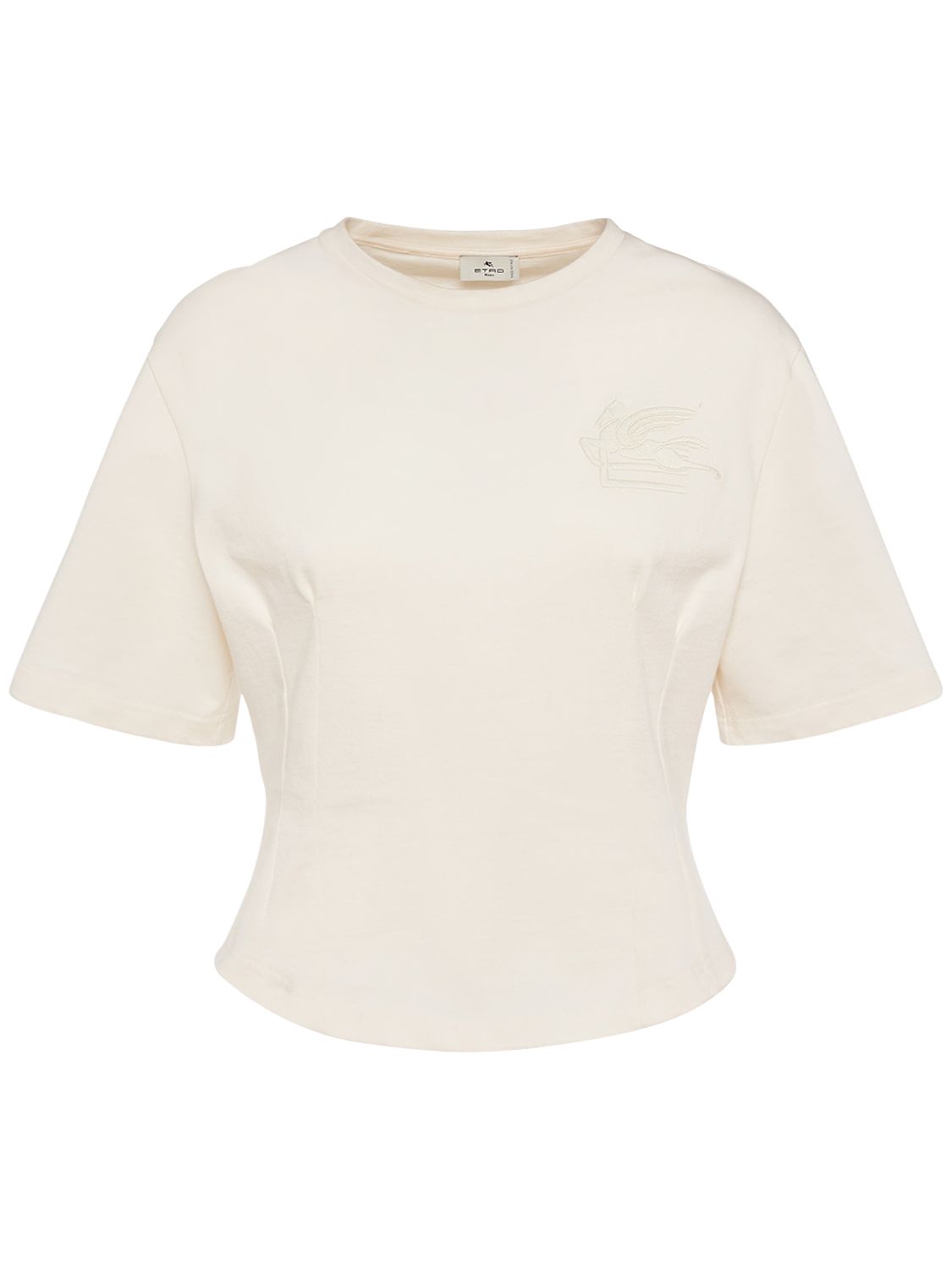 T-shirt Cropped In Jersey Di Cotone Con Logo - ETRO - Modalova